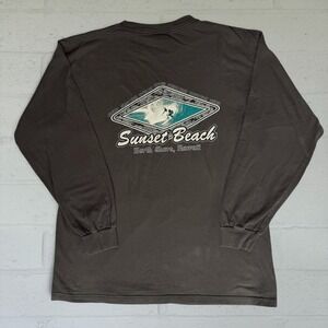 Vintage Cygnus Sunset Beach Hawaii Surf Long Sleeve Tee Charcoal Grey Mens L